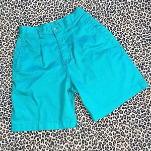 Vintage Green Shorts High Waisted Pastel Green 7/8 Medium Modest Long Inseam Mom
